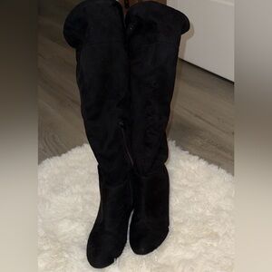 Diba Black Over-the-Knee Suede Boots